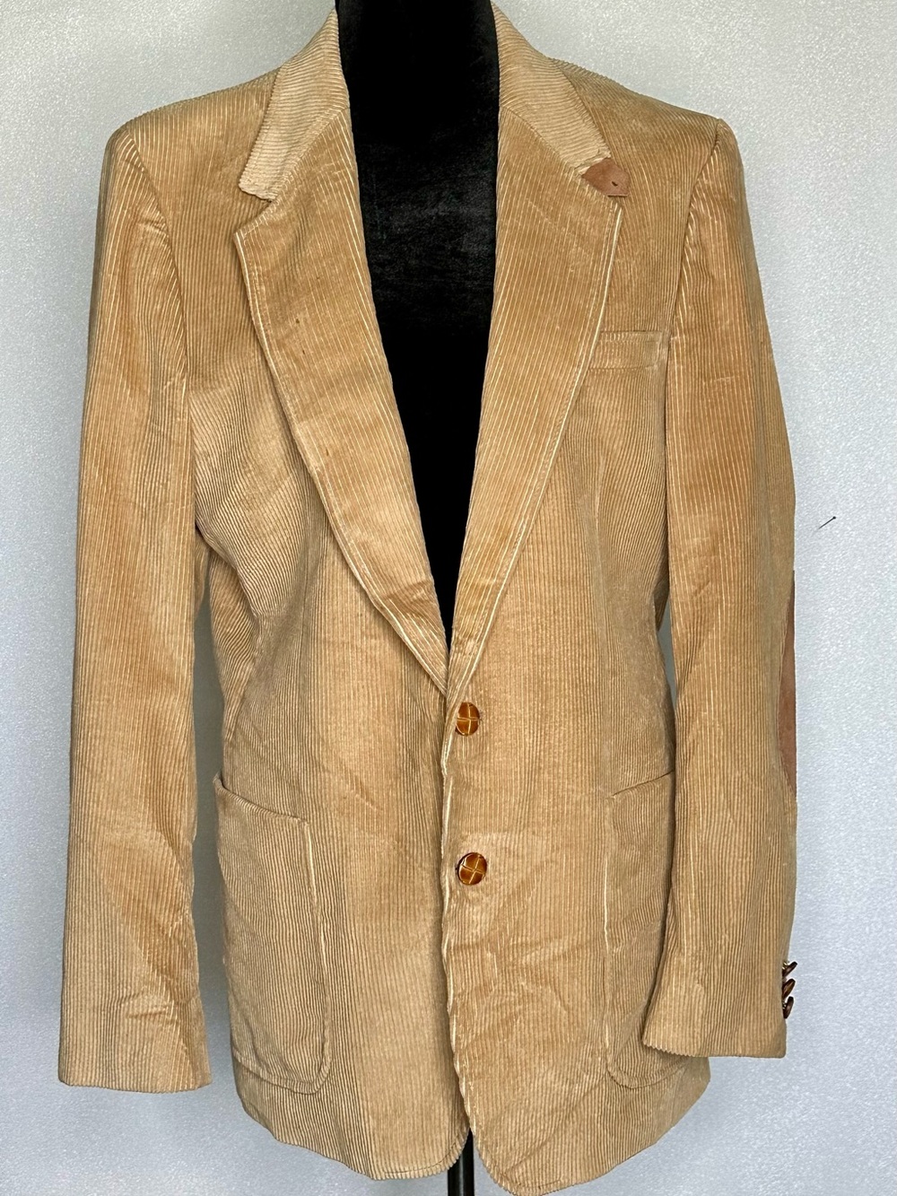 Sergio Valente Men's Vintage Tan Corduroy Academia Blazer w/ Elbow Patches 42R